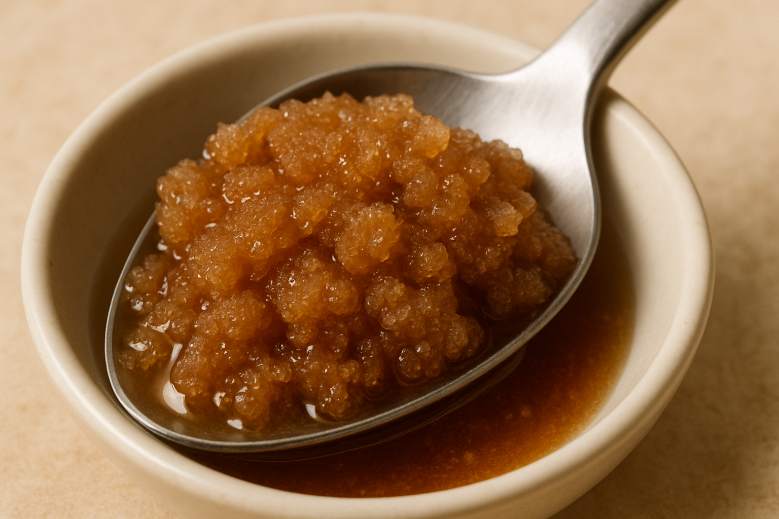 ส่วนผสมของสครับน้ำตาลทรายแดง ที่ผสมกับน้ำผึ้งหรือน้ำมันมะพร้าว